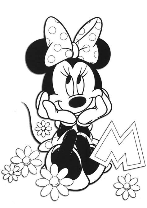 Dibujos De Minnie Mouse Pensando Para Colorear Para Colorear Pintar E