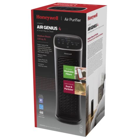 Air Genius Compact Tower Air Purifier W Permanent Washable Filter