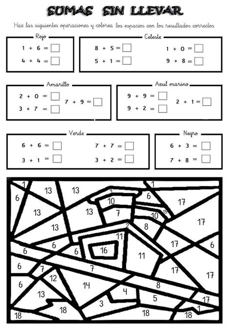 Actividades Para Niños Preescolar Primaria E Inicial Sumas Divertidas 4 Sumas Con Llevadas