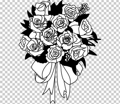 Flower Bouquet Nosegay Art Png Clipart Artwork Black Black And