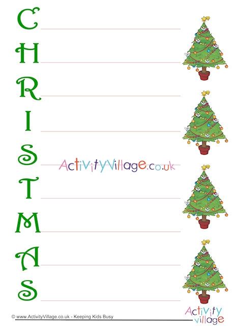 Christmas Acrostic Poem Printable