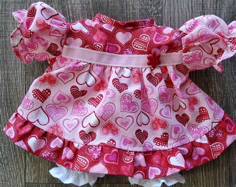 Cabbage Patch Doll Clothes, Handmade 16 Inch Size Valentine Heart 2-piece Dress and Bloomers Set ...