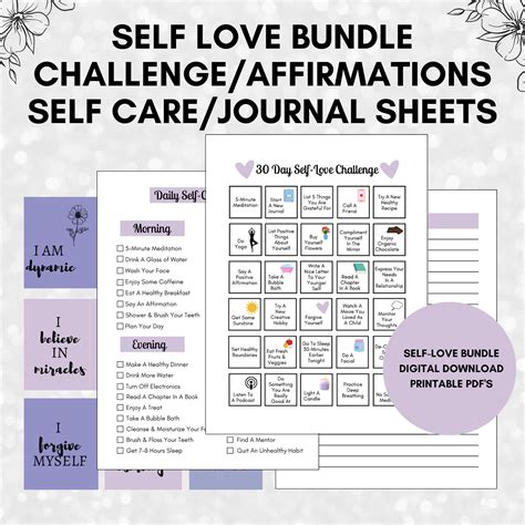 Self Love Challenge Bundle Printable Pdfs 30 Day Self Etsy Love