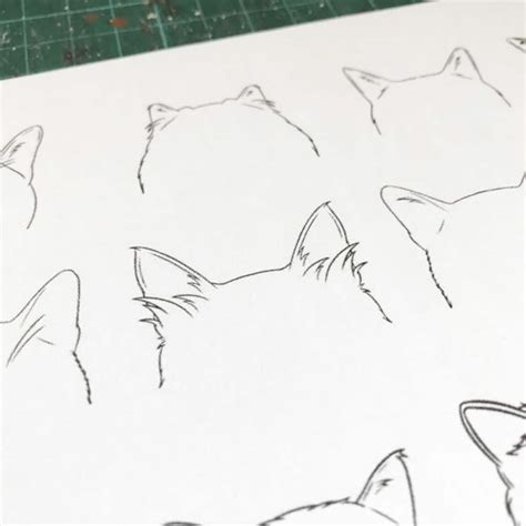 13 Cat Ears Line Drawing Clip Art Png File Pet Ear Outline Drawing