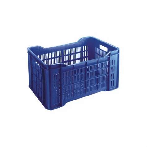 Blue Rectangular Plastic Vegetable Crate Size 535 X 360 X 300 Mm