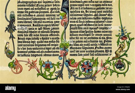 This Illustrated Page Is From The Gutenberg Bible Also Known As The 42