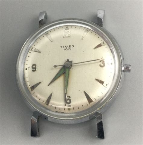 Vintage Timex 100 Watch Men Silver Tone Manual Broken For Parts Or