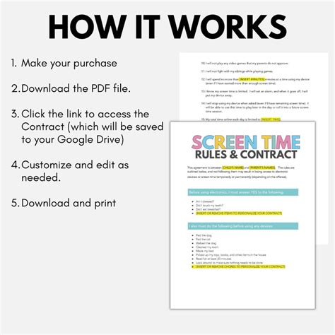 Screen Time Rules Screen Time Contract Etsy