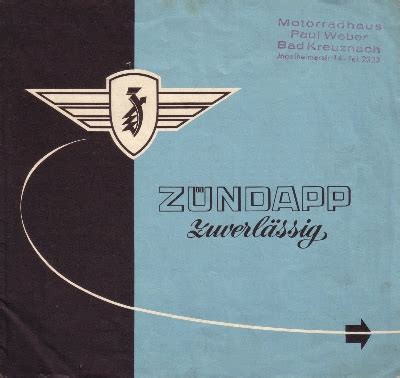 Motor lit de Zündapp Prospekt brochure 1952