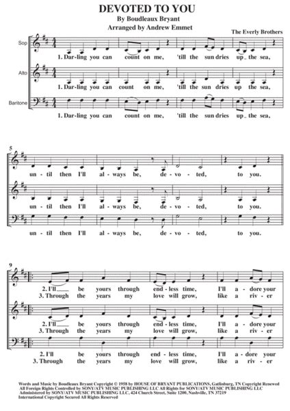 Devoted To You By The Everly Brothers 3 Part Digital Sheet Music