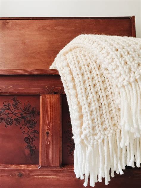 Free Knitting Pattern The Chunky Ribbed Fringe Knit Blanket By