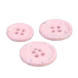 Lot de 3 boutons rond 4 trous bouteilles recyclées rose layette 18mm