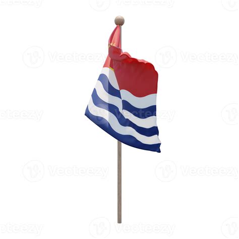 Kiribati 3d Illustration Flag On Pole Wood Flagpole 11285498 PNG