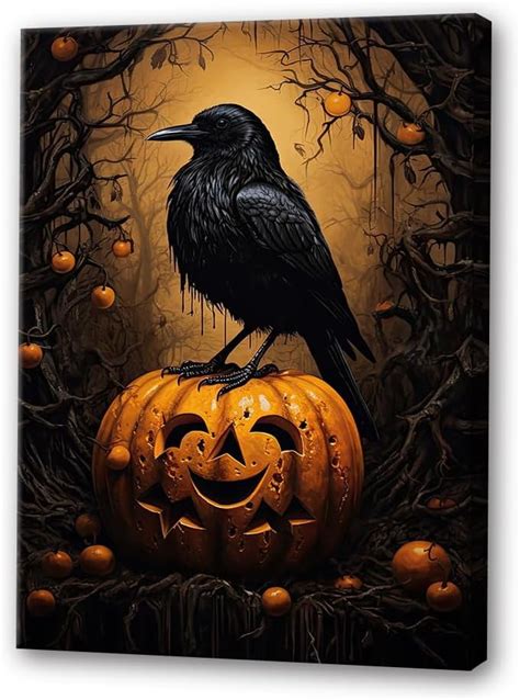 Ksiw Vintage Gothic Wall Art Black Crow Poster Print Canvas Victorian