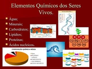 Quais Sao Os Principais Componentes Quimicos Dos Seres Vivos - Elementos Químicos e Funções da Água nos Seres Vivos | PPT