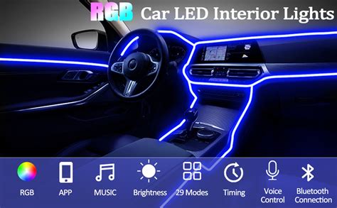 Autoxbert Car Led Interior Strip Lights Multicolour Rgb Ambient