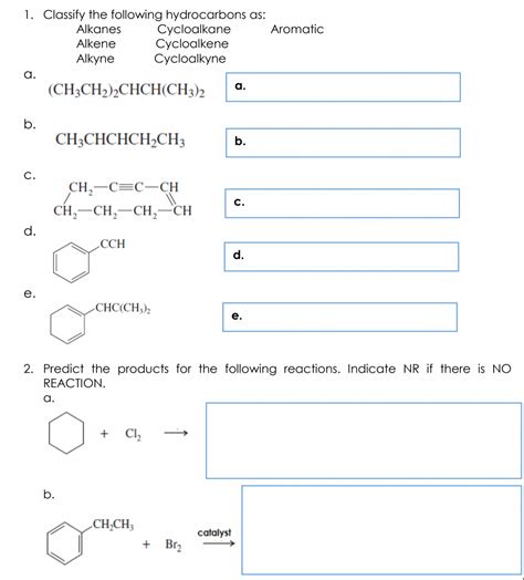 Answered 1 Classify The Following Hydrocarbons Bartleby