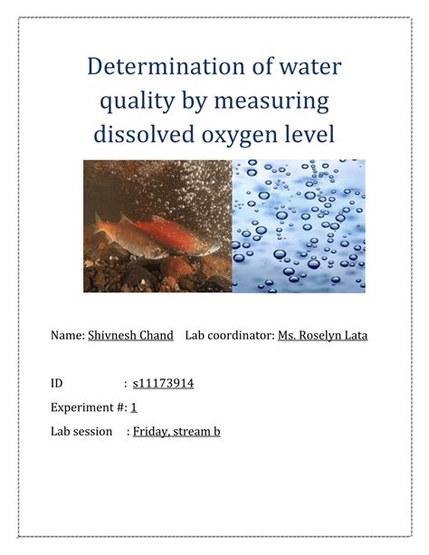 Pdf Determination Of Water Quality By Measuring Dissolved Oxygen Level