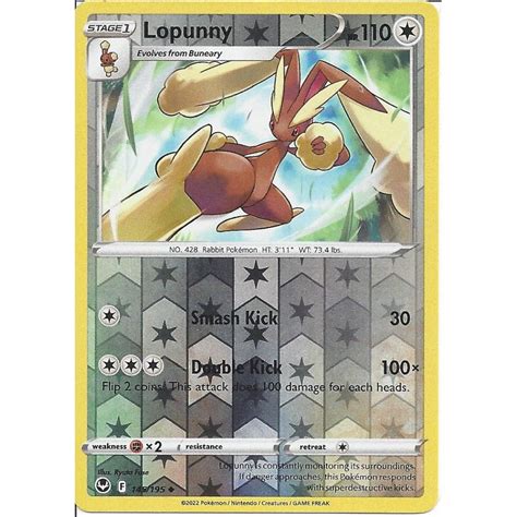 Pokemon Trading Card Game Lopunny Reverse Holo Swsh Silver