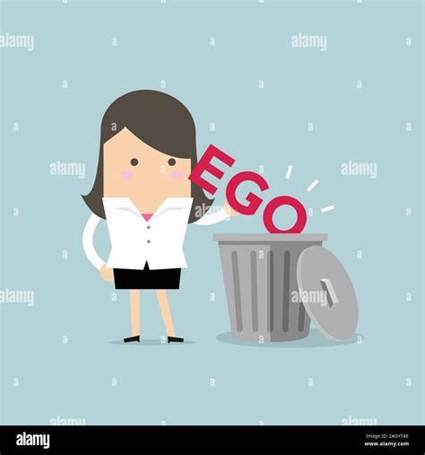 Businesswoman Throw His Ego Into The Trash Vector Stock Vector Image