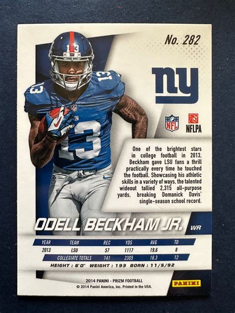 2014 Panini Prizm Odell Beckham Jr Rookie RC 282 Giants Ravens EBay