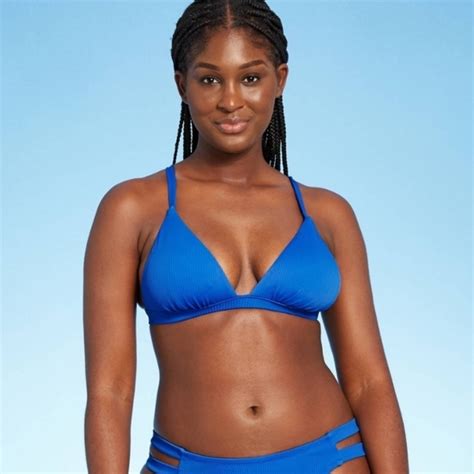 Shade And Shore Swim Womens Ribbed Triangle Swimsuit Bikini Top Shade