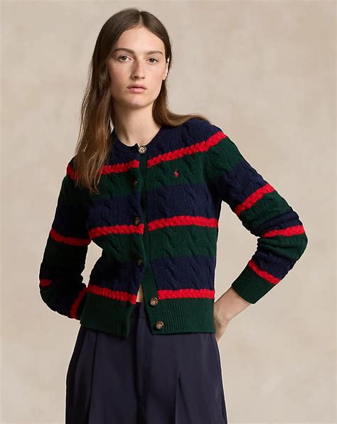 Cable Knit Wool Cashmere Cardigan For Women Ralph Lauren® Uk