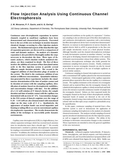 PDF Flow Injection Analysis Using Continuous Channel Electrophoresis