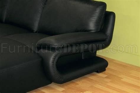 Modern Black Leather Sectional Sofa