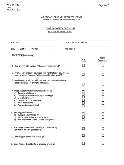 Fillable Online Wfl Fhwa Dot TRAFFIC SAFETY CHECKLIST Fax Email Print