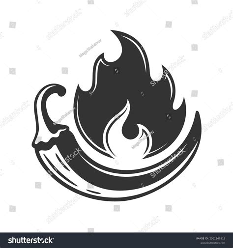 Chili Pepper Fire Isolated On White Stock Vector Royalty Free