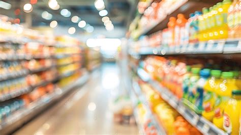 Abstract Supermarket Convenience Store Shelves Blurred Background