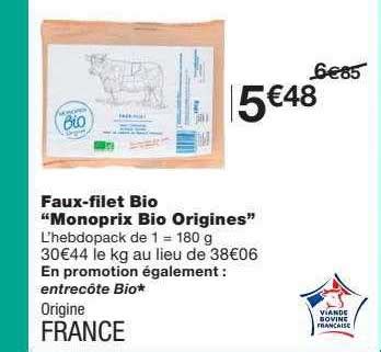 Promo Faux Filet Bio Monoprix Bio Origines Chez Monoprix Icatalogue Fr