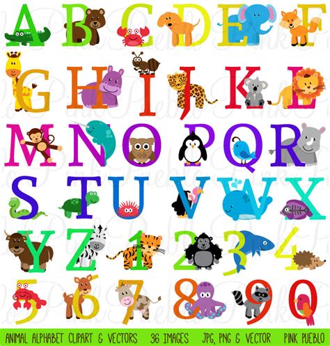 Animal Alphabet Font With Safari Jungle Zoo Animals - Etsy