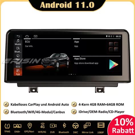 10 25 IPS DAB ANDROID 12 Autoradio GPS CarPlay Navi BMW 1er F20 F21