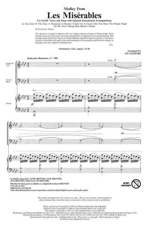 Les Miserables (Choral Medley) Sheet Music | Ed Lojeski | SATB Choir