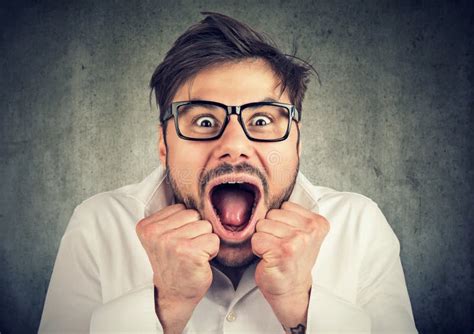 Super Excited Man Looking At Camera Stock Image Image Of Happiness