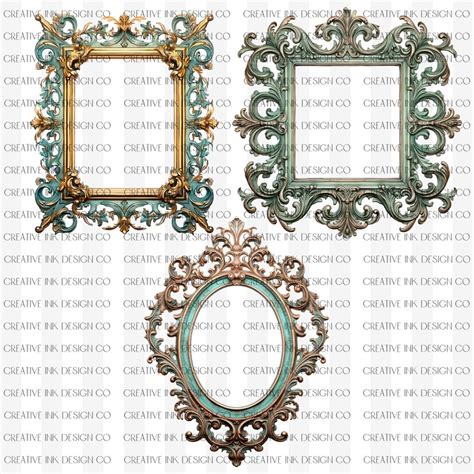 Patina Frames Clipart, Antique Frame, Baroque Frame, Instant Download ...