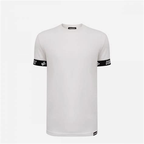 Dsquared2 Tape Logo Basic White T Shirt Clothing From N22 Menswear Uk