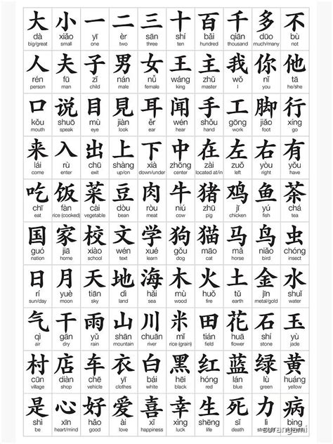 Most Common Chinese Characters Poster For Sale By Suranyami