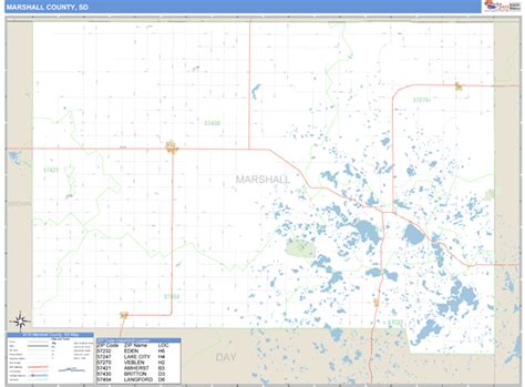 Marshall County South Dakota Zip Code Wall Map