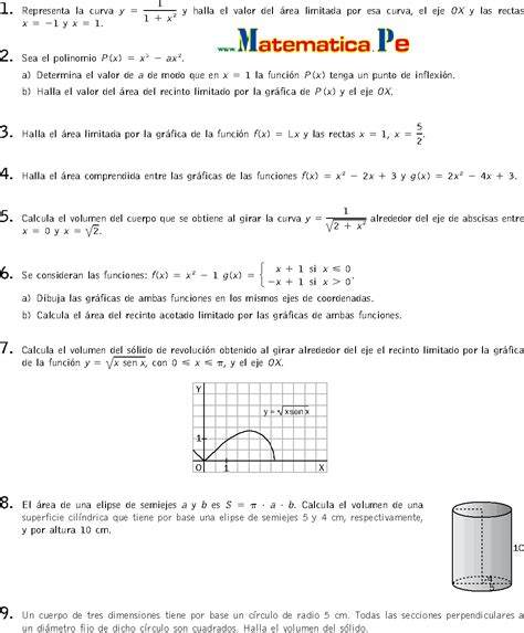 Aplicaciones De La Integral Definida Ejercicios Resueltos Matematicas 2 Bachillerato Pdf