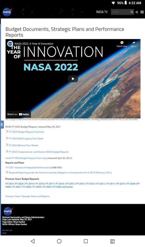 Nasa 2022 Budget Request