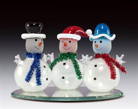 Handmade Blown Glass Three Snowmen Etsy