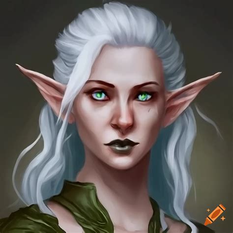 Image Of A Female Half Elf Druid With White Hair On Craiyon