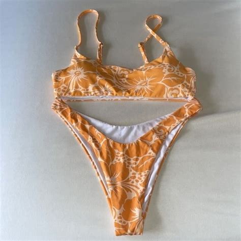 Grey Bandit Tropical Days Orange Bikini Set In 2022 Orange Bikini Set