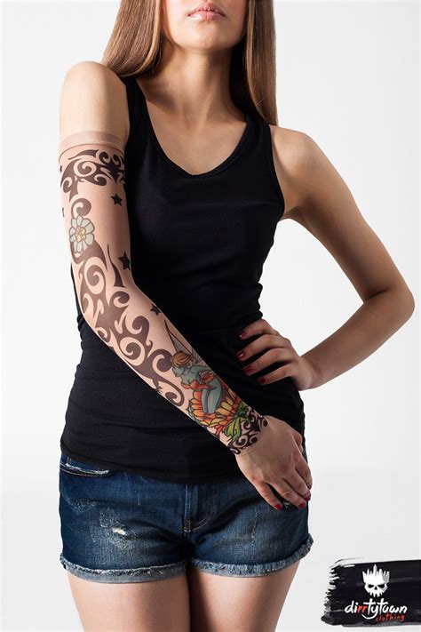 Unisex TRIBAL & FAIRY Mesh Tattoo Sleeve, Large Temporary Tattoo, Tattoos, Fake Tattoo, Party ...