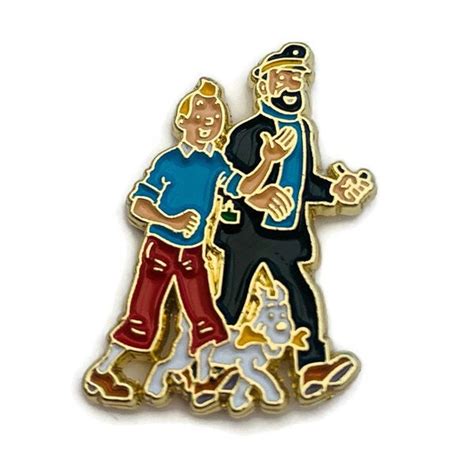 Tintin Pin Badge Tintin Snowy And Captain Haddock Enamel Pin Badge Etsy