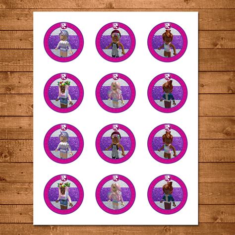 Girl Roblox Cupcake Toppers Pink Roblox Stickers Roblox Etsy