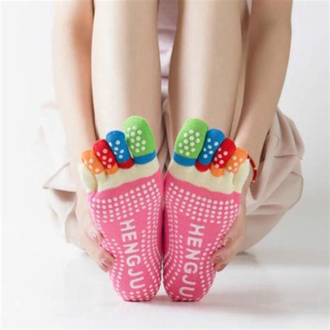 Buy Women Yoga Socks Anti Slip Five Fingers Backless Cotton Silicone Non Slip 5 Toe Socks At